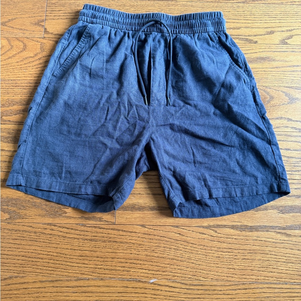 Les Deux Linen Shorts - Small - Navy Blue